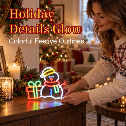 Christmas LED Neon Light Decorations - Festive Holiday Shapes